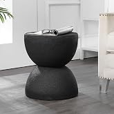 JONATHAN Y Greta Hourglass Outdoor Side Table 18" Polyresin, Black Frosted | Mid-Century Modern Drum Design, All-Weather Textured Finish, Patio Deck Garden Accent, Small Drinks Stand, Stool