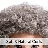 SHATCHI Afro Wig Curly Grey Unisex 60s 70s 80s Fancy Dress Costume view 3