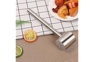 304 Stainless Steel Meat Mallet Dual Side Design Ergonomic Handle Non Slip Grip for Steak Tenderizing Home Kitchens