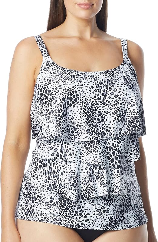 Coco Reef Women's Plus Harmony Mix Aura Ruffle Bra-Sized Tankini with Underwire at Amazon Women 