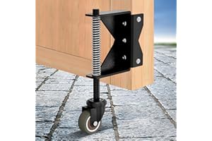 Lygoeege 2Inch Gate Wheel, 90lbs Capacity, Spring-Loaded Absorbing Solid Rubber Tire for Wooden/Fence Gate, with Screws & Screwdriver (1, Black Suit Left)