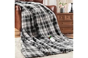 OCTROT Electric Heated Throw Blanket 50"x60", Fast Heating Blanket with Dual Control, 10 Heat Level & 5 Timer Auto Off Soft Warm Sherpa Heater Blanket for Couch Sofa, Machine Washable (Grey Paid)