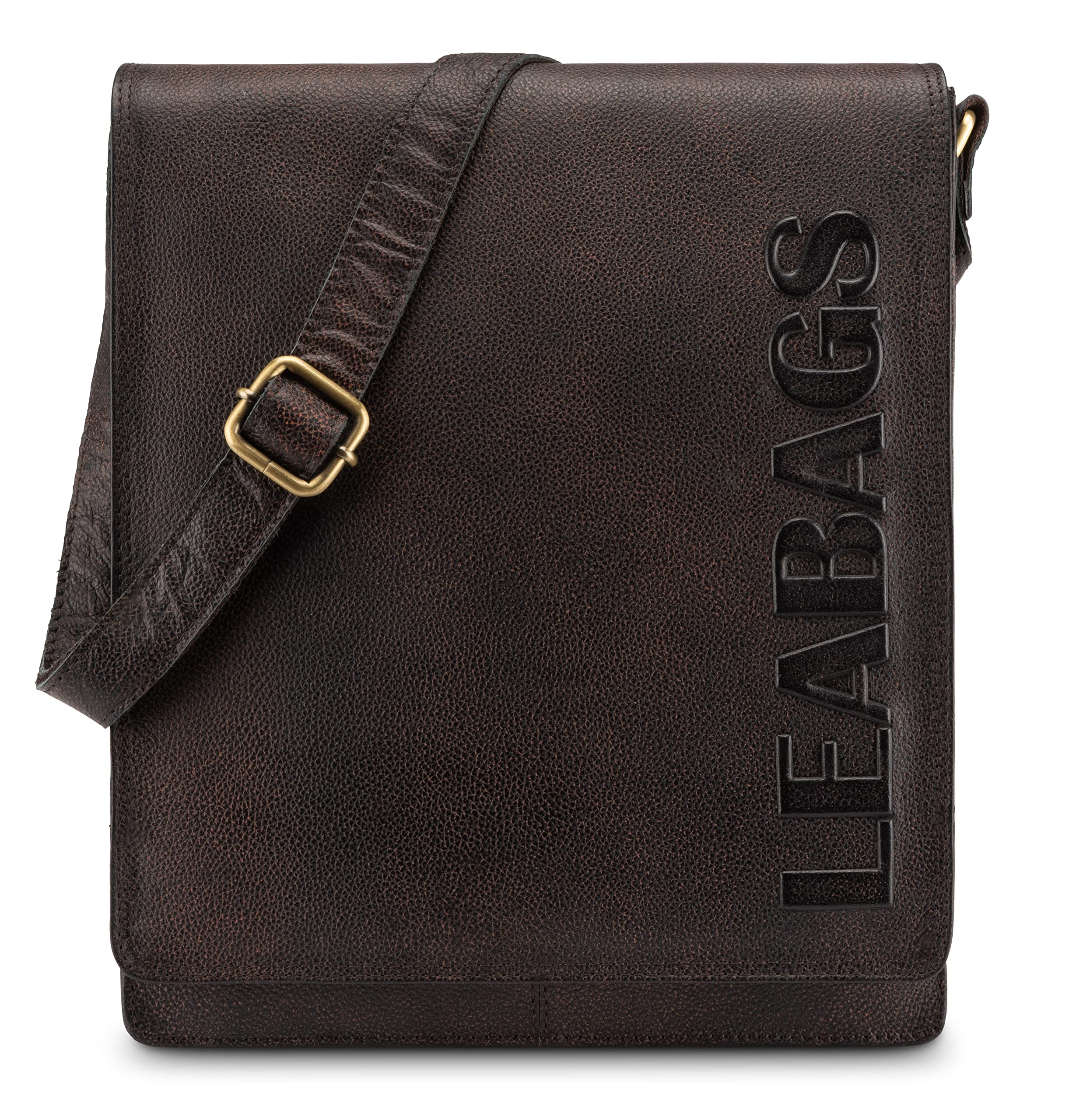 LEABAGS London Leather Shoulder Bag I Laptop Bag up to 13 inches I Messenger Bag in Genuine Buffalo Leather with Vintage Look I Shoulder Bag I Work Bag I 26x8x31cm — image 1