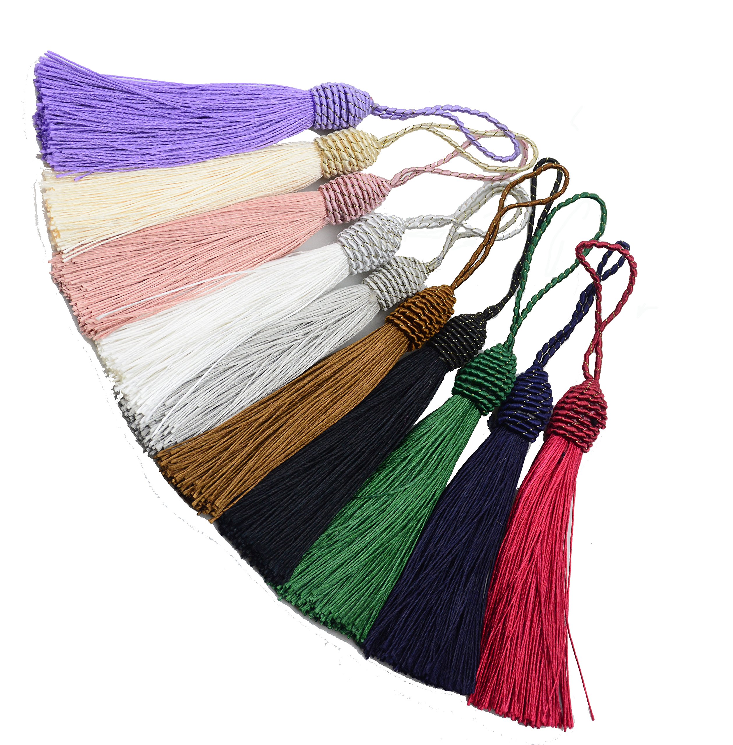 20pcs 15.5cm/6 Inches Silky Floss bookmark Tassels with 2-Inch Cord Loop and Small Chinese Knot for Jewelry Making, Souvenir, Bookmarks, DIY Craft Accessory (Mixed 10)