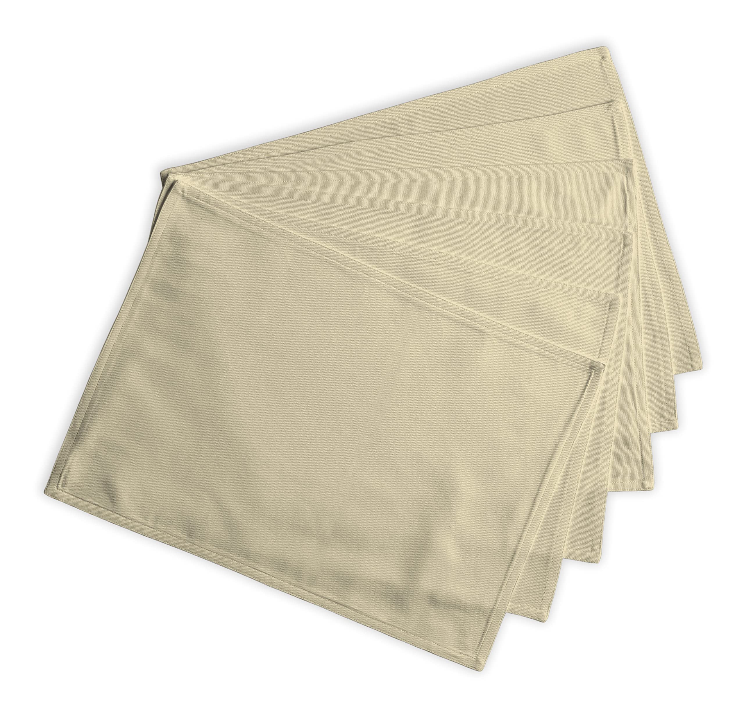 Cloth Placemats Calicot 100% Cotton Set of 6 Washable 13x19 Inches Table Placemats|Reusable Kitchen Dining Table Mat for Wedding Spring Easter Decor, Indoor & Outdoor Party Decor|Kakhi — image 1