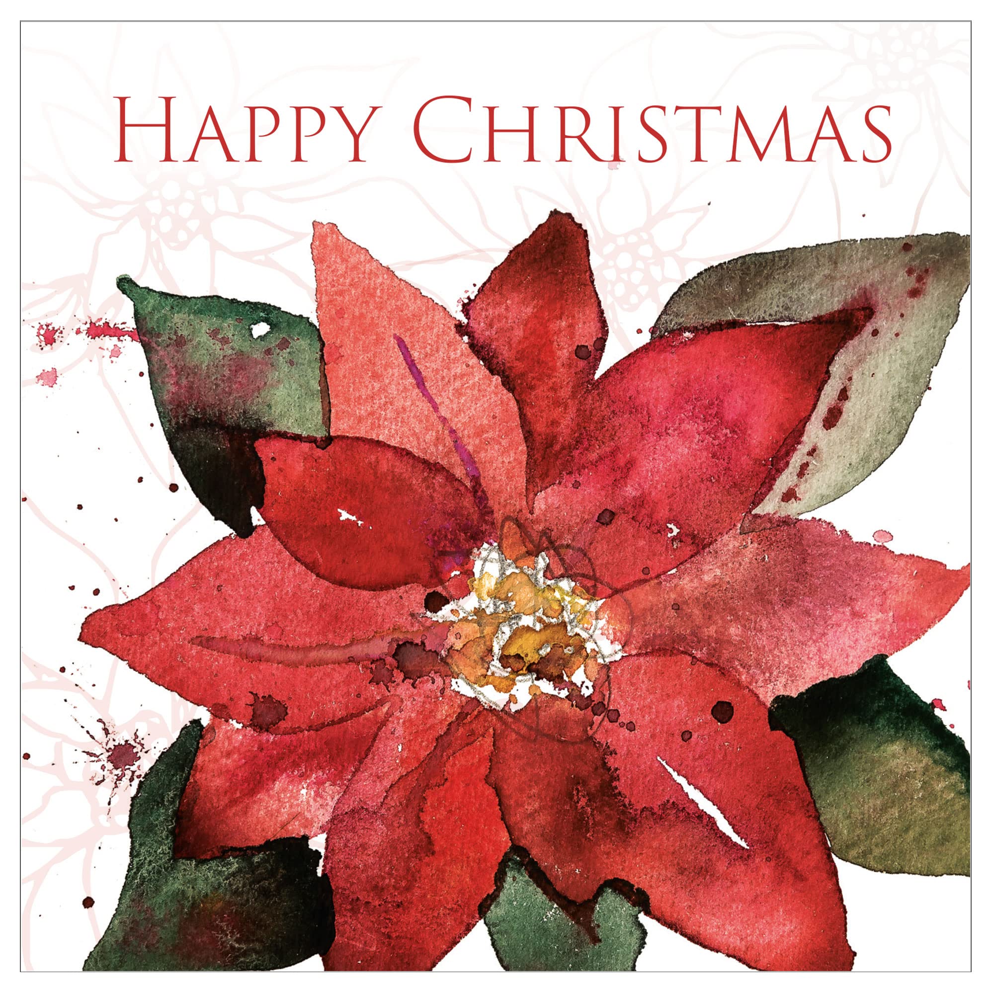 Christmas cards pack - Poinsettia, 10 Christmas cards 2025 with 10 white envelopes - Designed, printed and hand-packed in the UK, by Just Cards Direct
