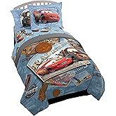 Jay Franco Disney/Pixar Cars Tune Up Blue/Gray 5 Piece Twin Bed in A Bag with Lightning McQueen &amp; Mater in Radiator Springs (Official Disney/Pixar Product)