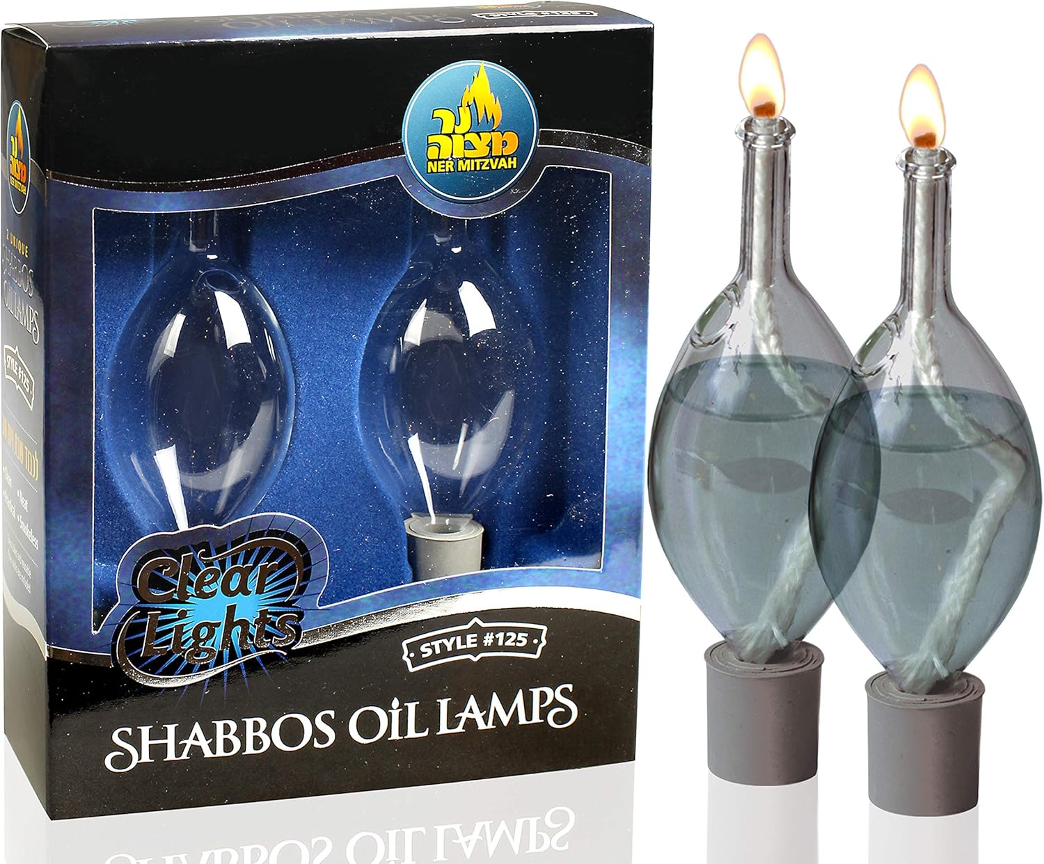 Glass Paraffin Shabbat Candle Holder Cup and Wick Tear Drop Shape, 2