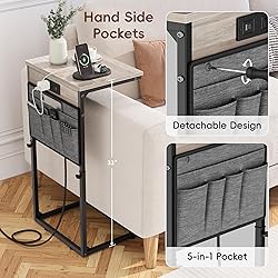 Vagusicc C Shaped End Table with Charging