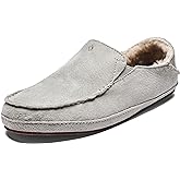 OLUKAI Nohea Slipper, Women's Slip-On Shoes, Genuine Shearling & Premium Nubuck Leather, Drop-In Heel Design, Cozy & Ultra-Soft Comfort Fit