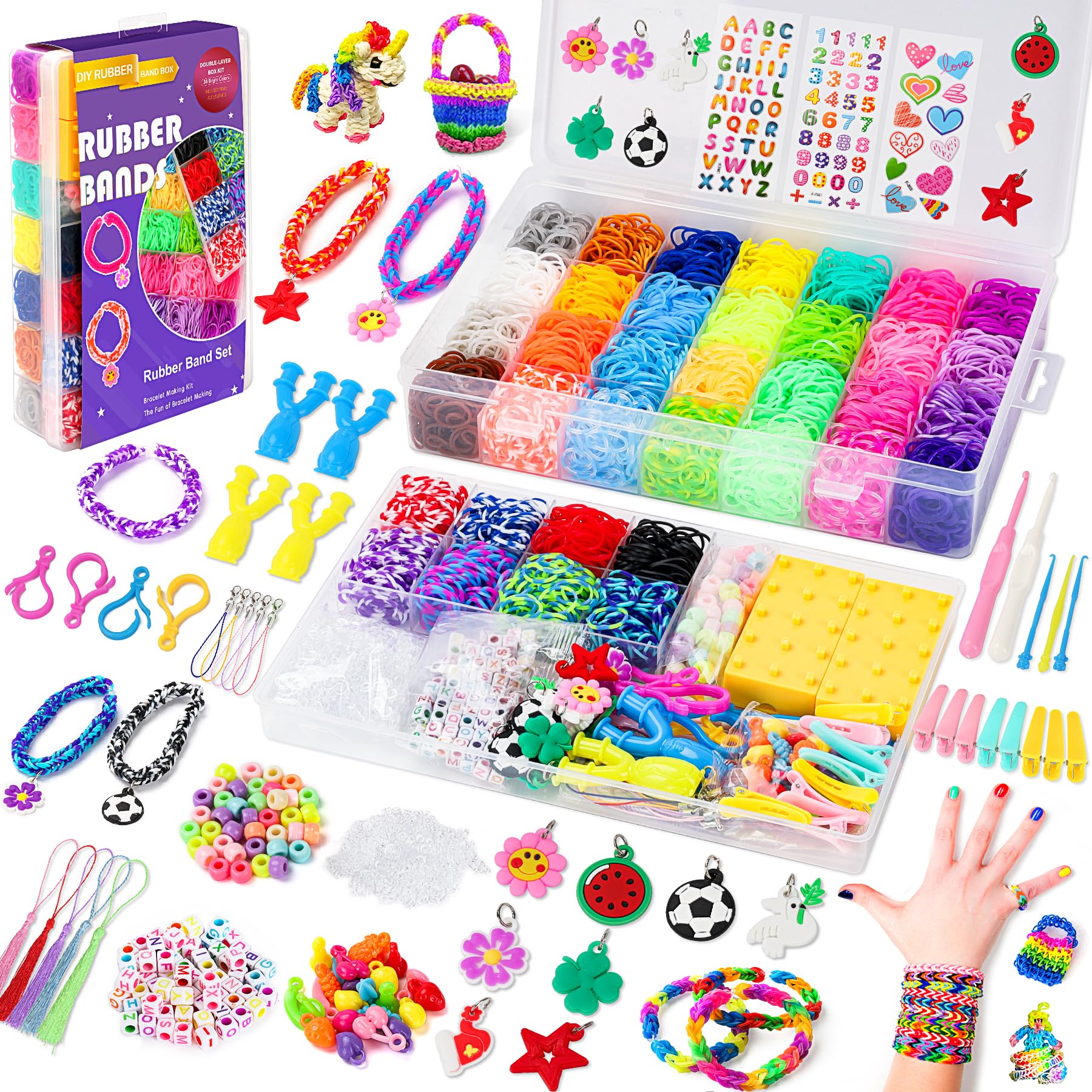 Photo 1 of UUEMB 10000+ Rubber Band Bracelet Kit, Colorful Loom Bracelet Making Kit with Storage Box, DIY Art Craft Kit with Charms Beads for Beginners Kids Girls Boys Birthday Parties Christmas Gift