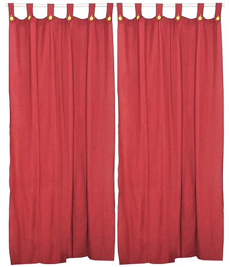 Buy Alemah Pure Cotton Top Loop Button Type Solid Colour Curtain