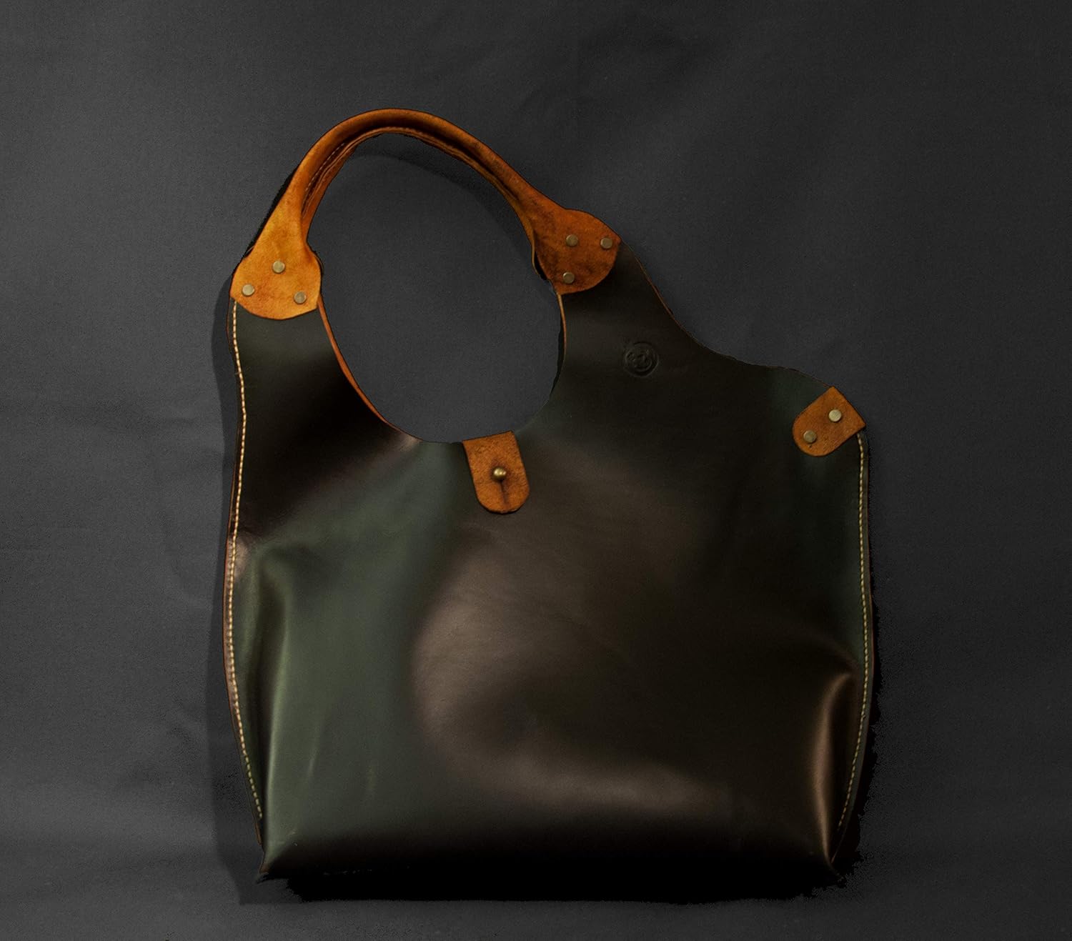 vegetable tanned leather tote bag