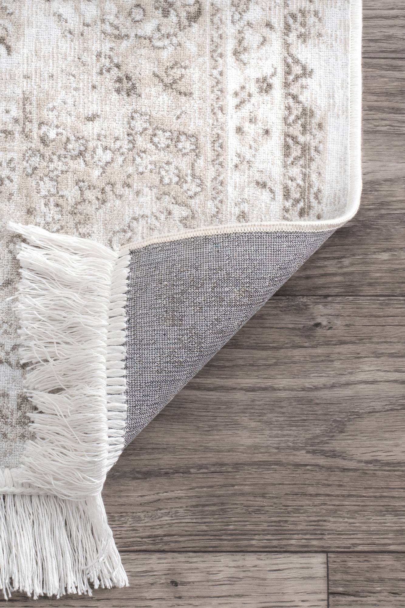 nuLOOM DCRS03A Vintage Medallion Cantrell Fringe Area Rug, 10' x 14', Ivory