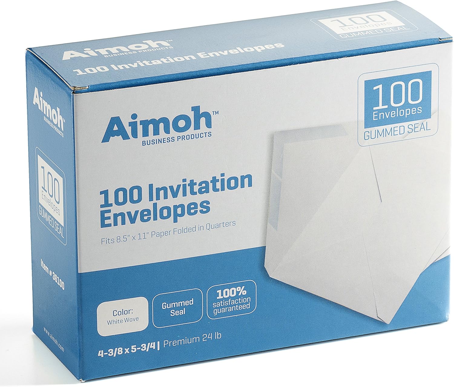 100 White A2 Invitation Envelopes - 4-3/8 X 5-3/4 Inches, 24 lb, White, GUMMED Closure, 100 Envelopes - Ideal for Invitations, Greetings, RSVP, Photo, Wedding Announcement Cards (36100) : Office Products