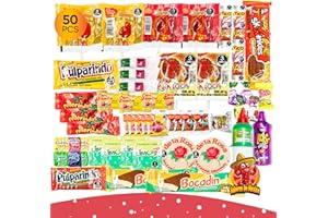 Mexican Candy Variety Pack (50 Count) Dulces Mexicanos, Mexican Snacks, with Vero Lollipops, Lucas Candy, Pulparindo Tamarindo, Mazapan, Spicy Dulce Mexico Assorted Mix, by Sabores de Mexico
