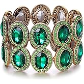 Flyonce Women's Rhinestone Crystal Art Deco Wedding Brides Elastic Stretch Bracelet