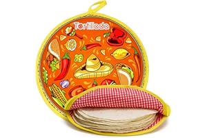 Tortillada - 30 cm Tortilla Warmer/Heat Container microwaveable Made of Cotton/Polyester (Orange)