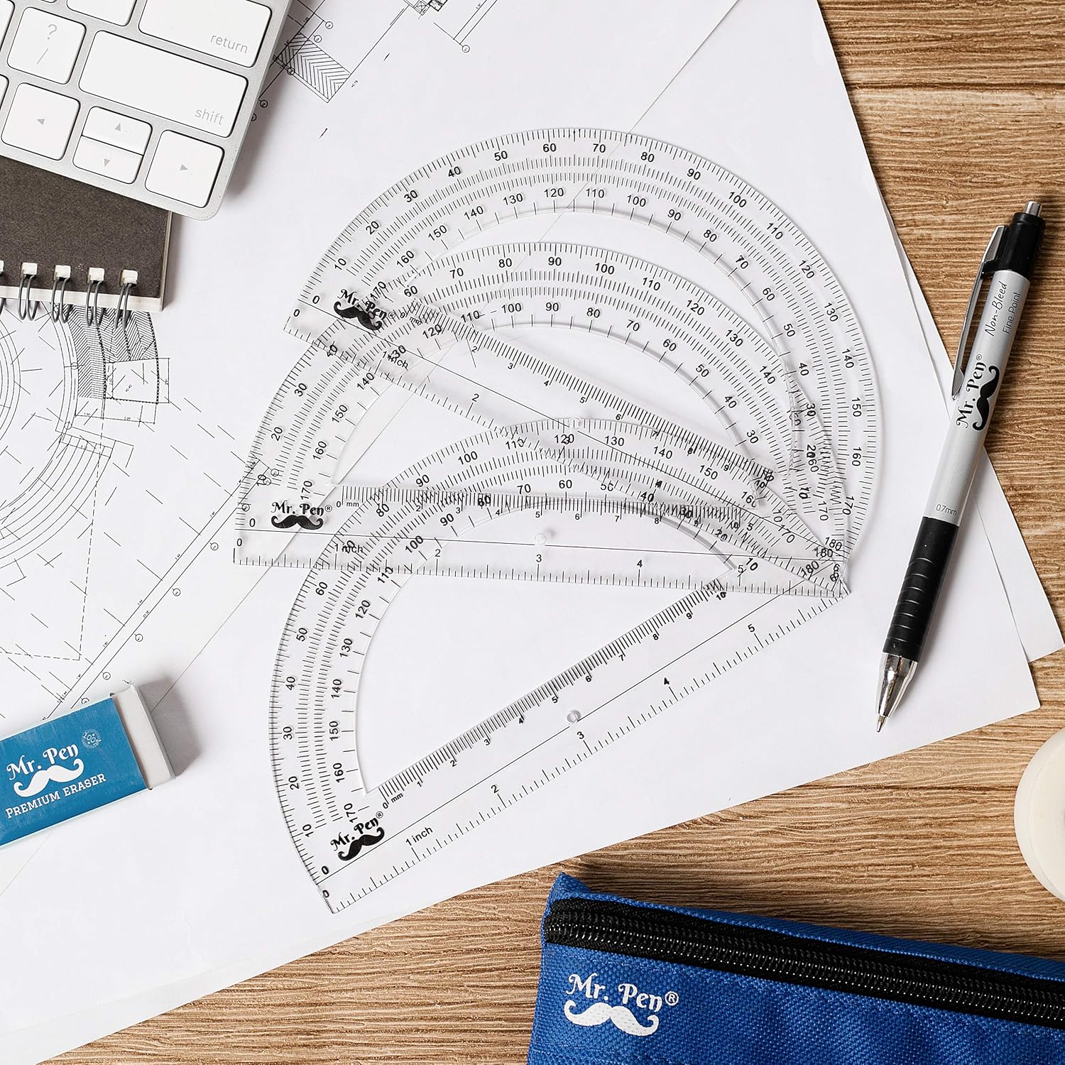 Mr. Pen Protractor, 6 Inches Protractor, Pack of 3 : Office Products