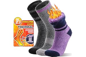 MOGGEI 3 Pairs Thermal Extra Warm Winter Socks for Men & Women Thick Insulated Ski Boot Socks for Cold Weather