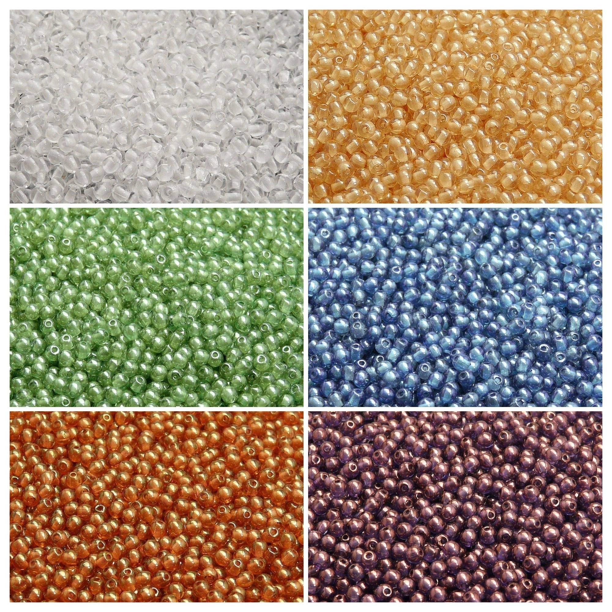 Czech pressed glass beads round 3mm. RP Set 306: 6 colors, total of 600 beads (1/2 Mass), 3RP013 3RP014 3RP015 3RP016 3RP018 3RP019