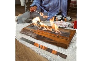 TriHome Tabletop Fire Pit, Safer Wood Walnut Table Fireplace, Portable Walnut Table Top Firepit, Fireplace for Patio&Backyard Decor, Bioethanol Fire Place, Outdoor, Housewarming Gift, Large