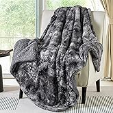 Bedsure GentleSoft Sherpa Fluffy Blanket Twin Size - Fleece Warm and Cozy Throw for Women Gift, Plush & Fuzzy Faux Fur Christmas Blanket for Couch, Sofa, Bed Decor, Tie Dye Design, Grey, 60x80 Inches
