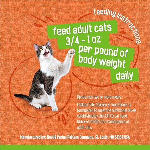 PURINA FRISKIES WET CAT FOOD PATE, CHICKEN AND TUNA DINNER – (PACK OF 24) 5.5 OZ. CANS