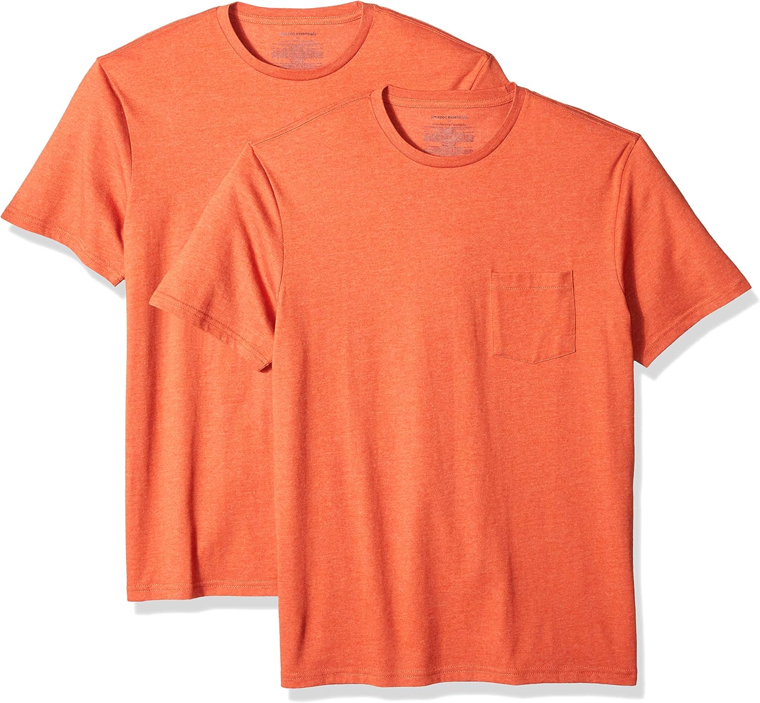  Essentials Men's 2-Pack Slim-Fit Short-Sleeve Crewneck Pocket T-Shirt: Clothing