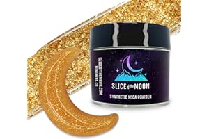 SLICE OF THE MOON Crystal Gold Mica Powder | Skin Safe, Fine Pigment Powder for Epoxy Resin, Body Butter, Lip Gloss, Candle Color Dye, Soap Colorant & Slime Pigment Dust — 0.42oz (12g)