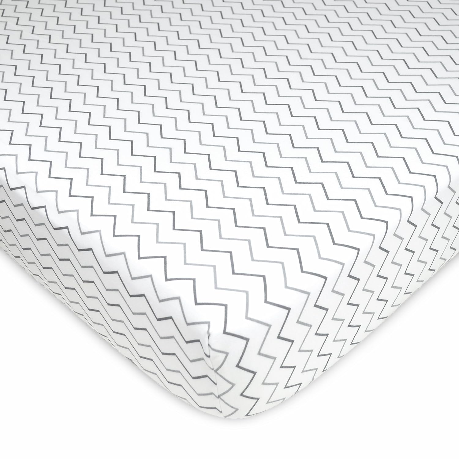 TL Care Printed 100% Cotton Jersey Knit Fitted Crib Sheet for Standard Crib and Toddler Mattresses, Gray Zigzag, for Boys and Girls