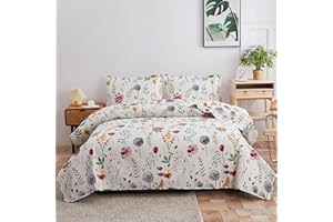 GREEN ESSEN Dandelion Bedding Quilts King Size Summer Lightweight Floral Bedspread Plant Leaves Coverlet Purple Red Green Yellow Flower Bed Cover Botanical Home Decor