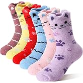 Kids Girls Toddlers Merino Wool Cat Socks Thermal Winter Warm Thick Cozy Cute Funny Crew Socks 6 Pairs