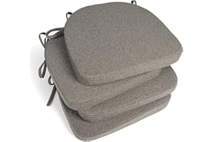Tromlycs Chair Pads for Dining Chairs Cushions Kitchen 4 Pack Room Seat Indoor U Shaped Non Slip with Ties Set 16x17 Inch Farmhouse Taupe