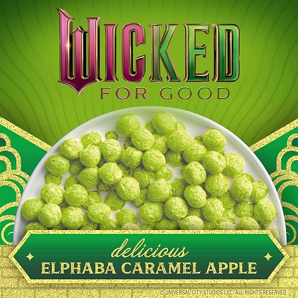 WICKED CEREAL, ELPHABA CARAMEL APPLE FLAVORED, FAMILY SIZE, 18.1 OZ
