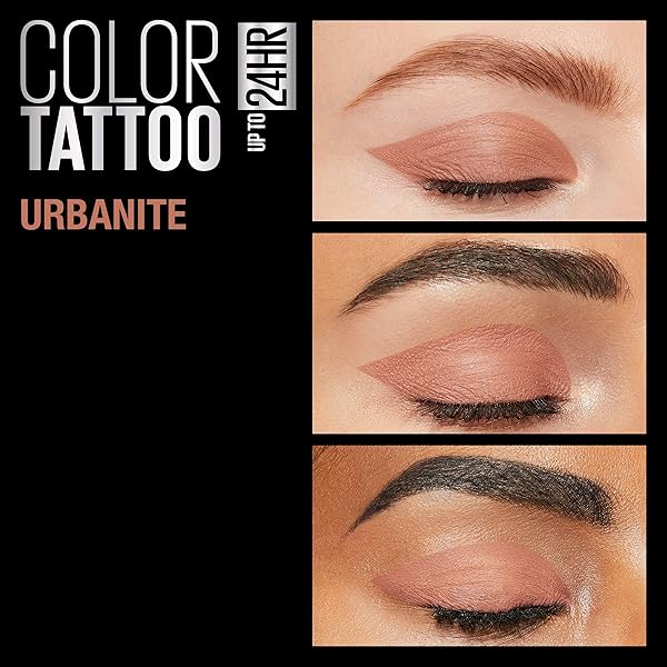MAYBELLINE NEW YORK COLOR TATTOOUP TO 24HR LONGWEAR WATERPROOF FADE CREASE RESISTANT BLENDABLE CREAM EYESHADOW POTS MAKEUP, URBANITE, 0.14 OZ