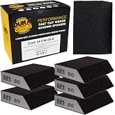 Dura-Gold 60 Grit 4-Sided Hand Sanding Block Sponges with Angled Edge, Box | of 6 - Performance Flex 3.9" x 2.75" x 1" Wet or Dry Flexible Sandpaper Abrasive Pads - Sand Wood, Drywall, Metal Auto Paint