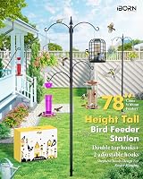 iBorn Bird Feeder Pole 1 Inch Thick, 5-Prong Stabilizer, 4 Top/Adjustable Hooks view 3