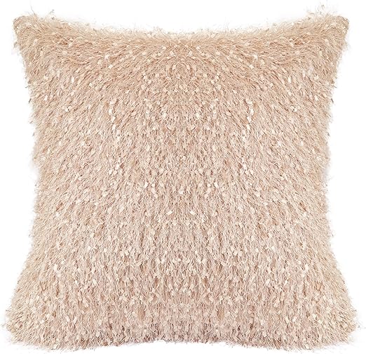 Amazon Com Hodeco Faux Fur Throw Pillow Cover Apricot Fleece