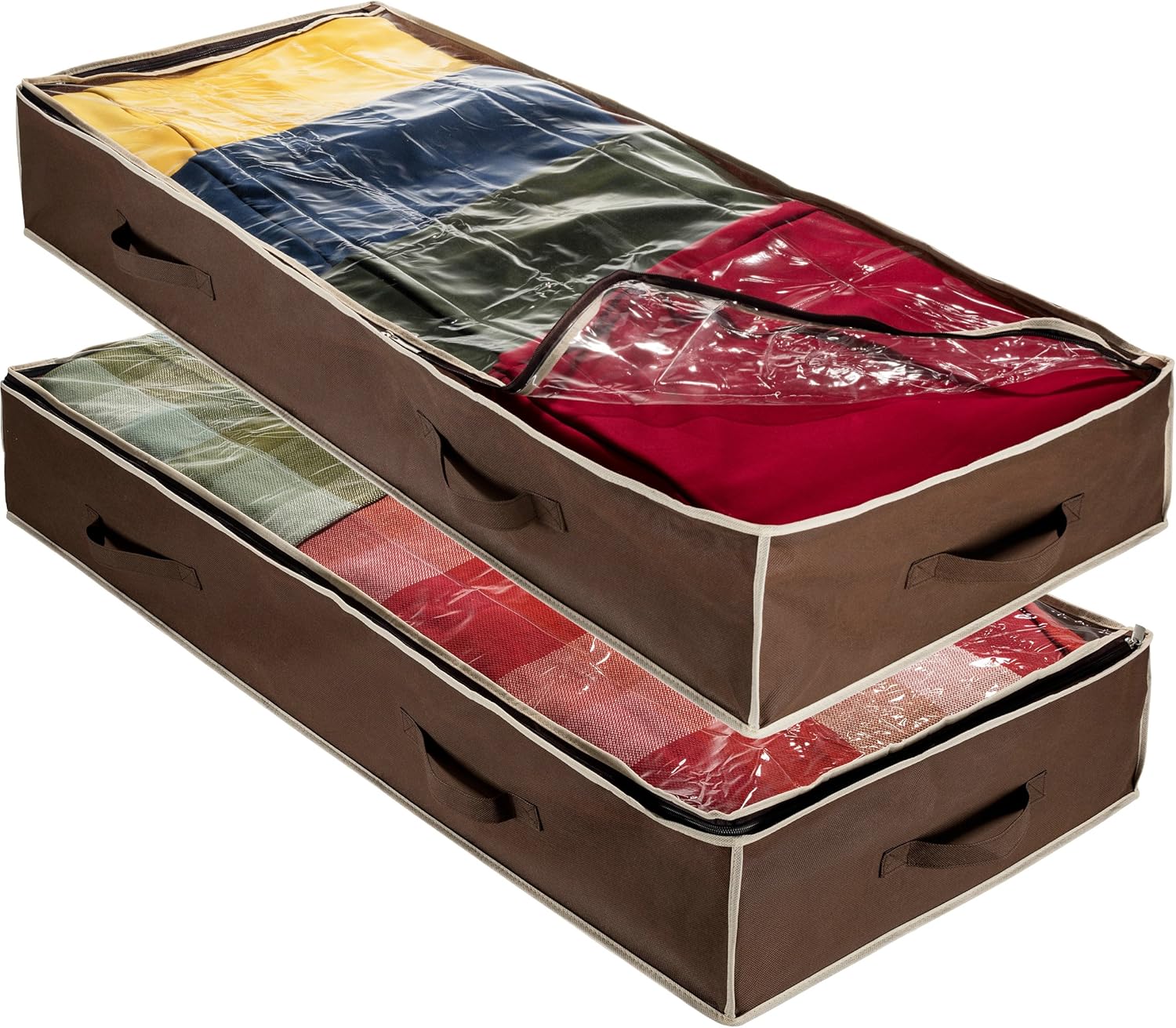 Blanket Storage Flexible Zippered Underbed Storage Bag for Comforter 2 Pack