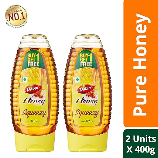 Dabur 100% Pure Honey Squeezy Pack 400g ( Buy 1 Get 1 Free)