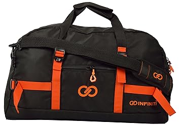 Infiniti Linear Travel Duffel Bag (Black, Orange)