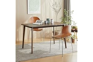 Livinia Canberra 47.2" Rectangular Wooden Dining Table/Mid Century Modern Malaysian Oak Kitchen Table (Walnut) Table Only