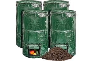 Ctosree 4 Pieces Compost Bin Bags Large 34 Gallon Reusable Yard Waste Lawn Bags Heavy Duty Garden Composting Garbage Can Outdoor Container with Zipper Lid and Handles for Loading Leaf Trash