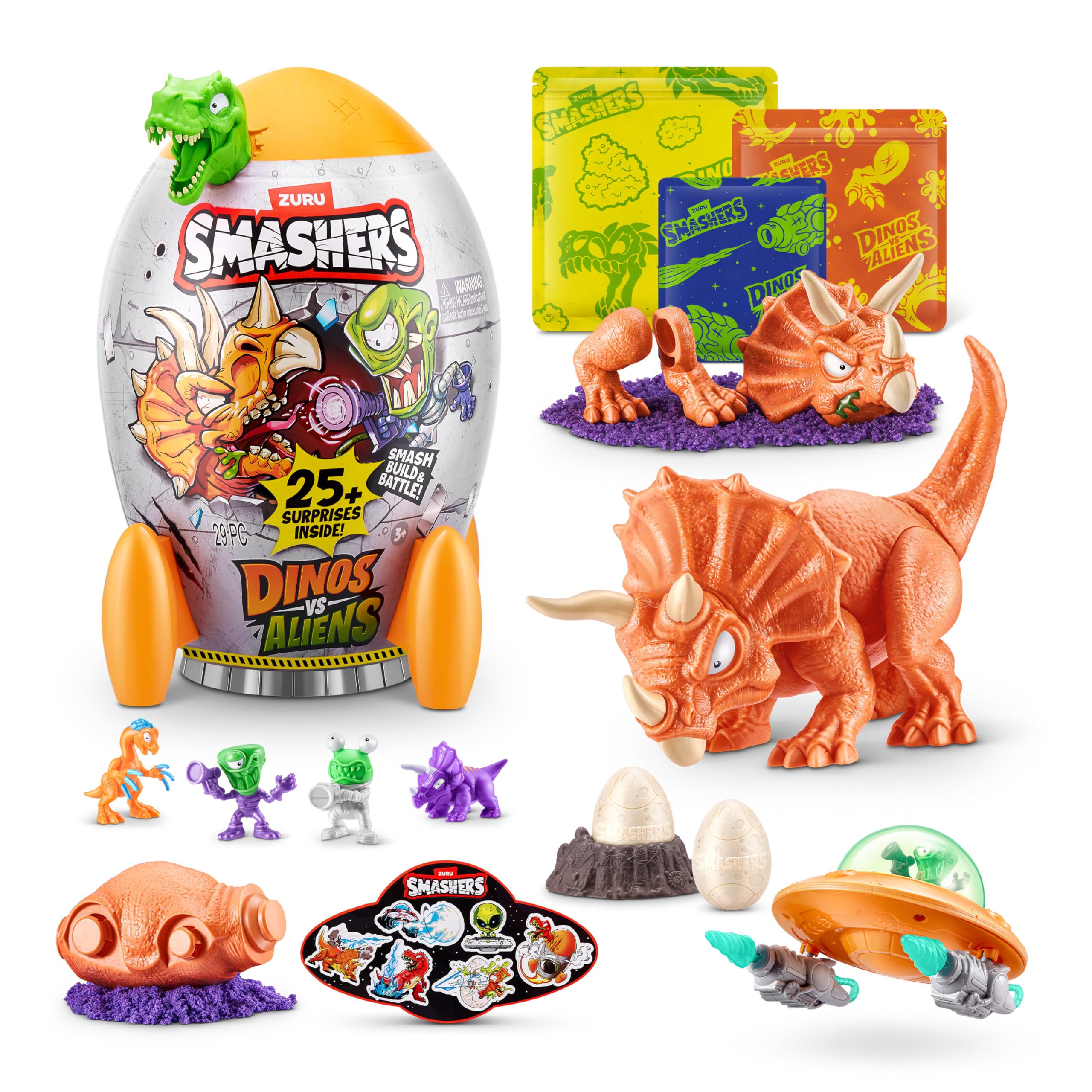 Smashers Dino vs Aliens (T-REX) Medium by ZURU, Mystery Unboxing Smashable Egg Toy and Dinosaur Action Figures with over 20 Surprises for Boys