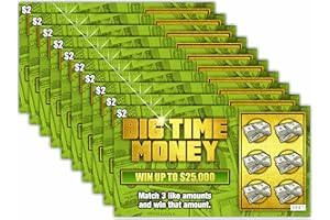 LARKMO Prank Gag Joke Lottery Tickets Big Time Money 10 Total Tickets, All Same Design, These Lottery Ticket Scratch Off Cards Look Super Real Like A Real Scratcher Joke Lotto Ticket, Win $25,000