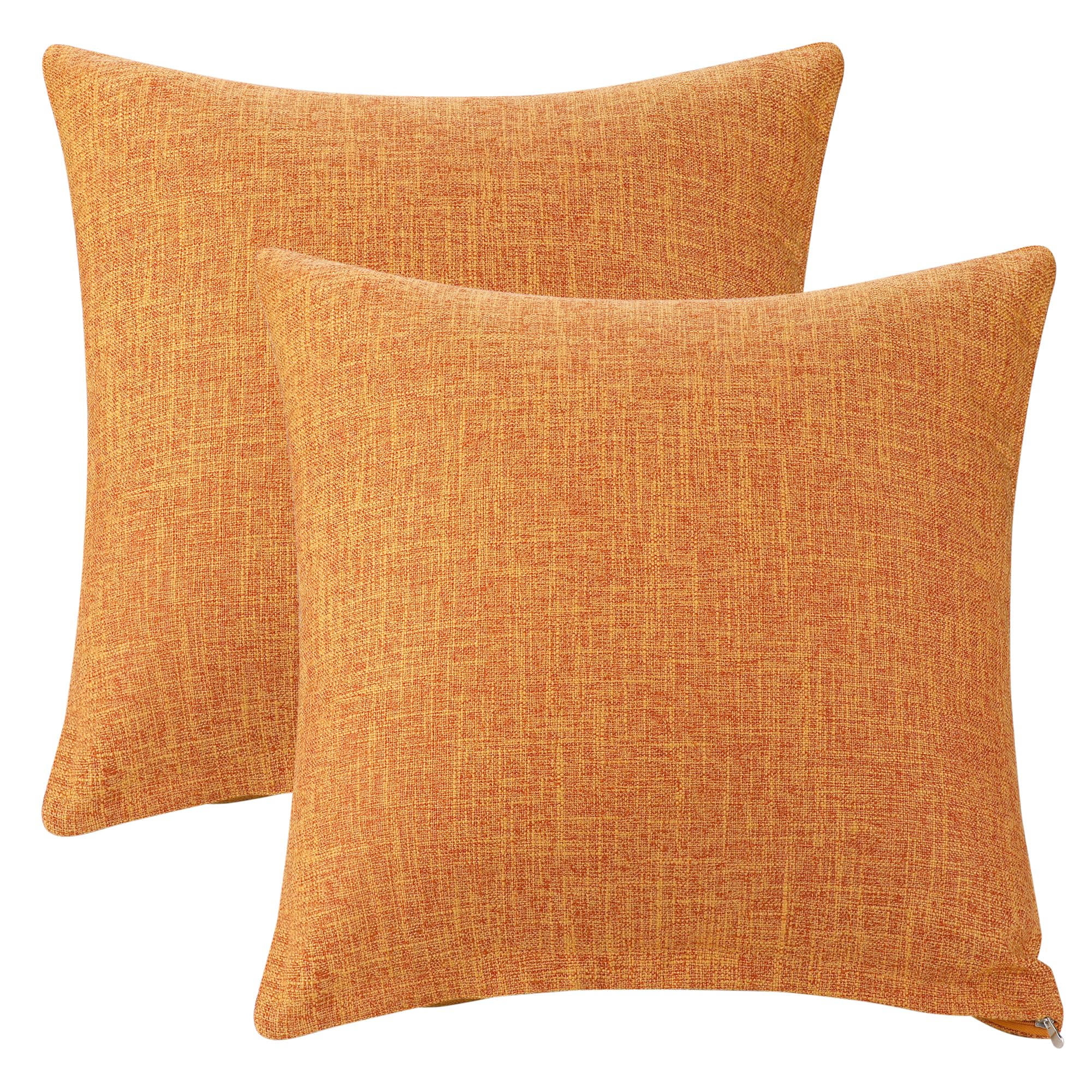 Uxcell Pack of 2 Burlap Linen Throw Pillow Covers Square Rustic Decorative Cushion Cover Farmhouse Solid Pillowcases for Couch Sofa Living Room Home Decor Orange 50 x 50 cm
