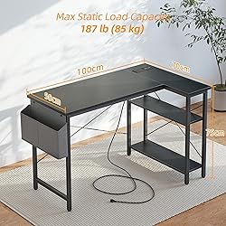 TIQLAB Small L Shaped Computer Gaming Corner Desk