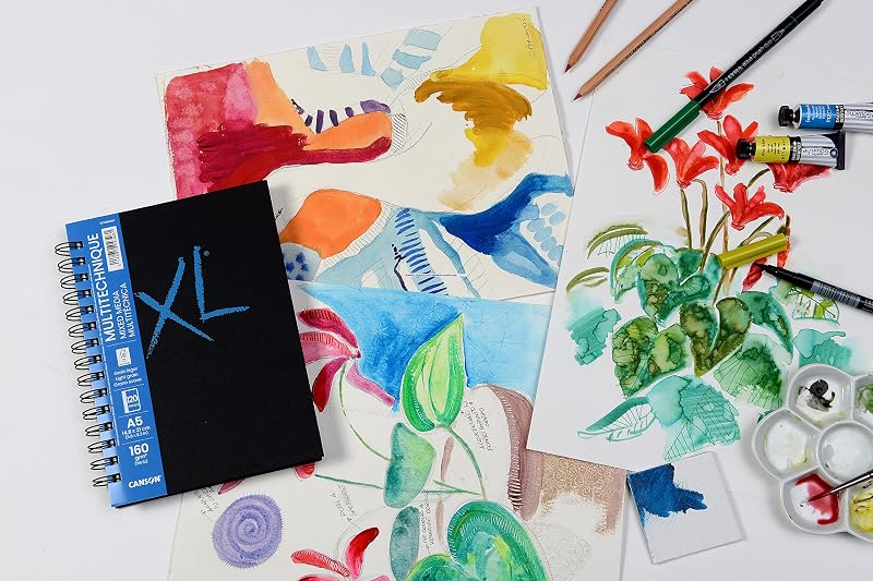 XL Art Book, Papel Multitécnica, Grano Suave, 160gsm, Cuaderno Espiral, A5-14,8x21cm, Blanco, 60 hojas — foto 4 de 8
