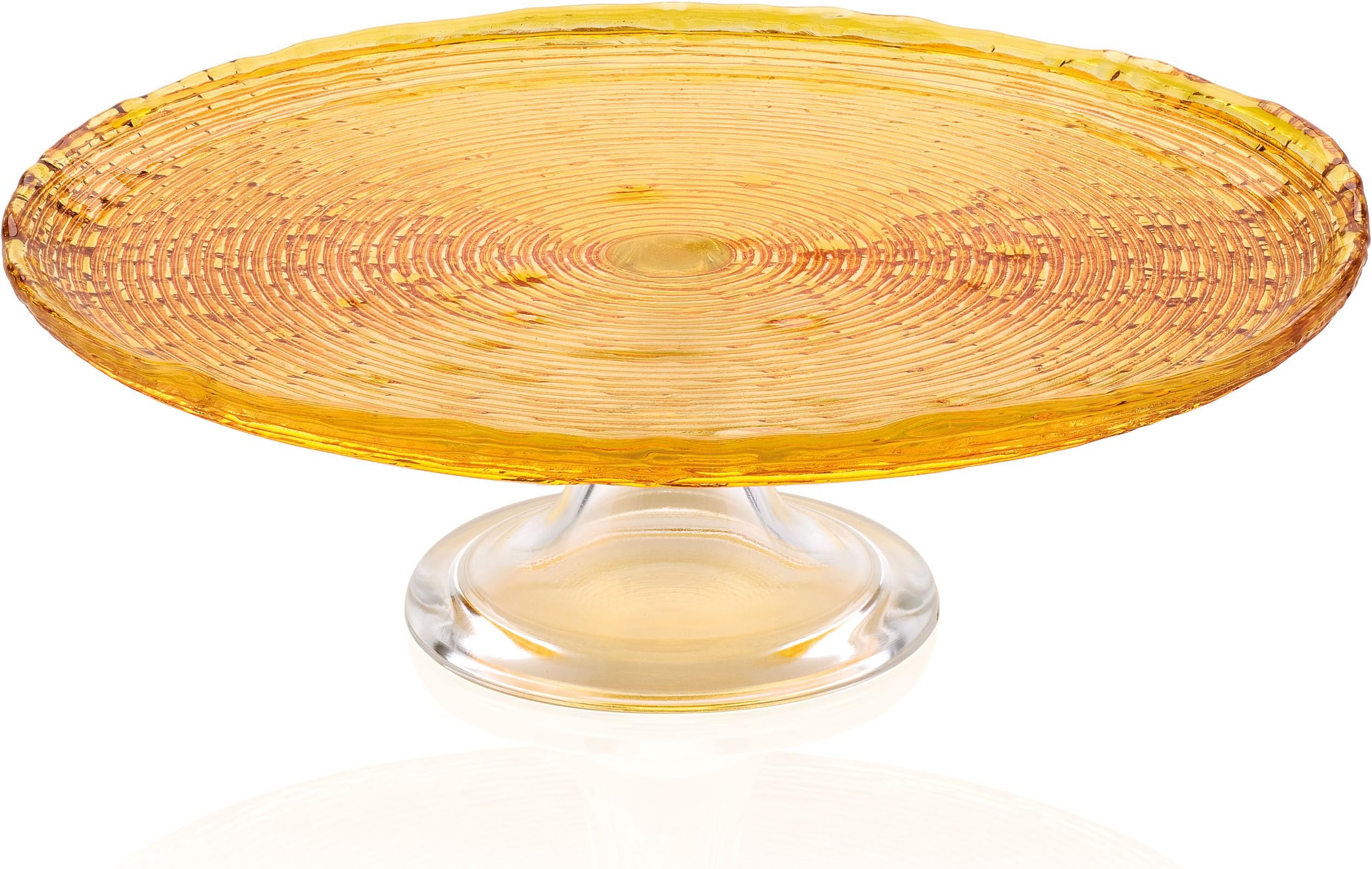 IVV Glassware 6209/3 Multicolor Collection Footed Cake Plate, 12-1/2-Inch, Amber Decoration